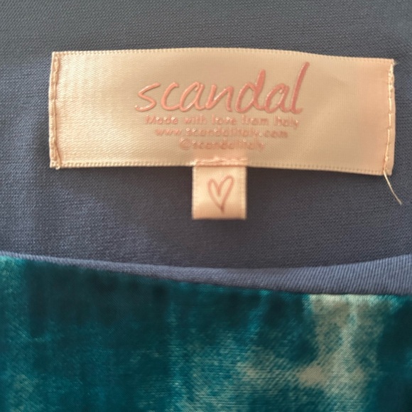 Scandal Teal Tie-Dye Women's Blouse. Tank under. One size. Made in Italy. - Picture 8 of 10